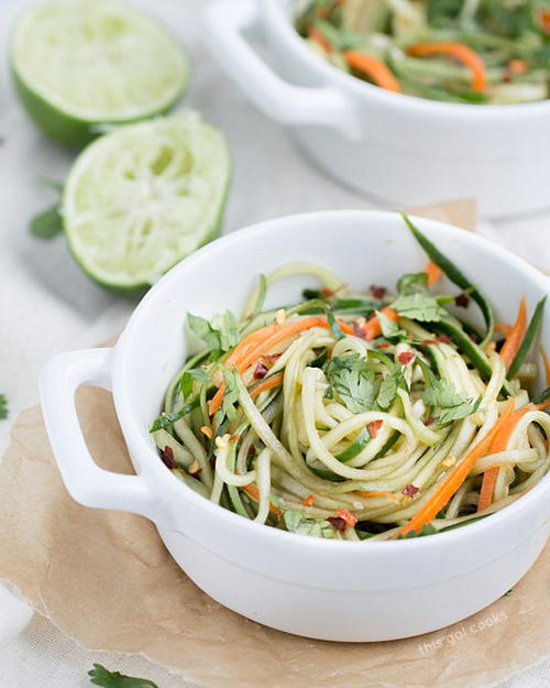 Cucumber Noodles wtih Spicy Sesame Soy Dressing