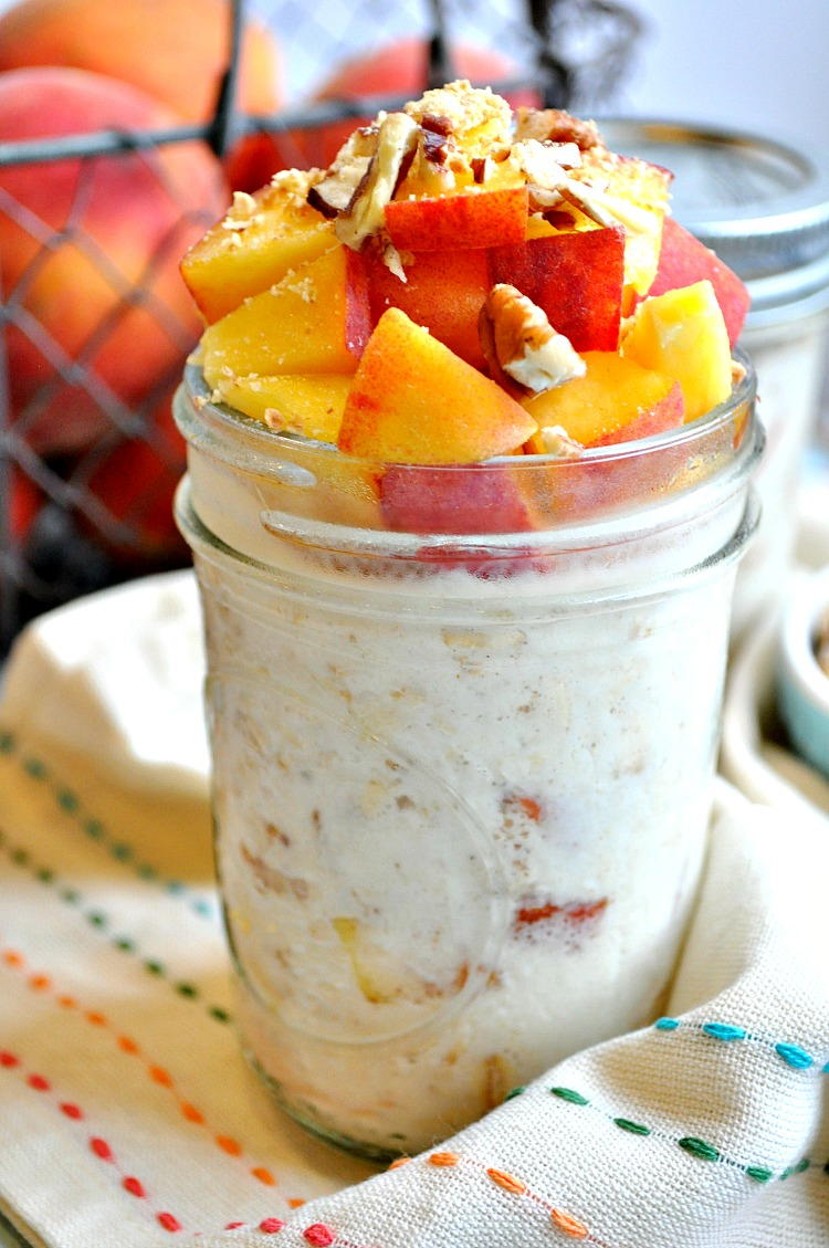 Overnight Peach Cobbler Protein Oats