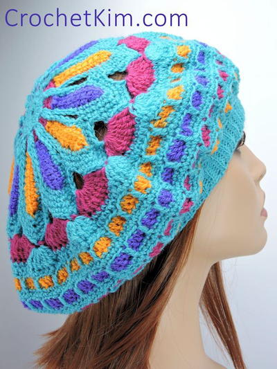 Bright Crochet Mandala Slouch Hat