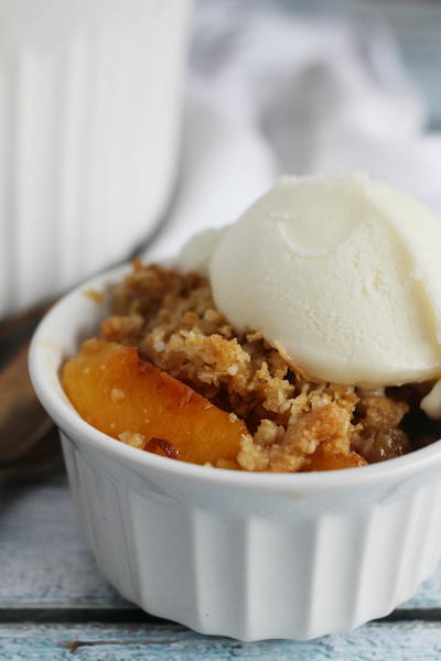 Peach Crisp with Coconut & Ginger Crumble