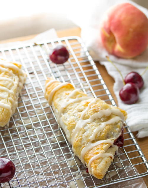 Cherry-Peach Turnovers with a Sweet Bourbon Glaze