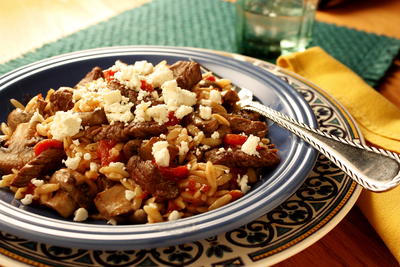 Greek Beef and Mushroom Orzo