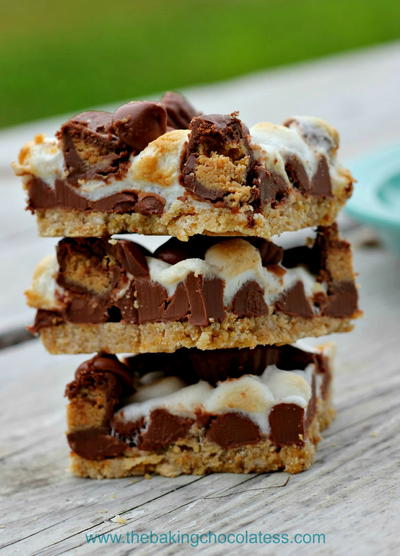 Chocolate and Peanut Butter Smores Graham Cracker Bars