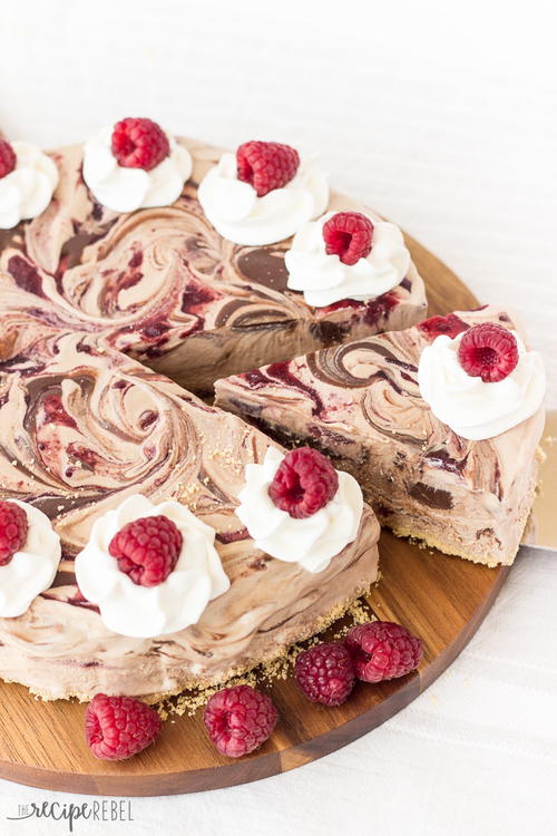Nutella and Raspberry Swirled Ice Cream Cake