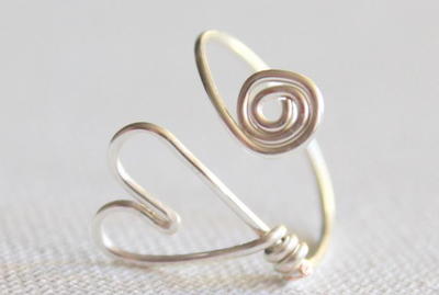 Open Heart Adjustable Wire Wrap Ring