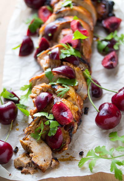 Grilled Chipotle Pork Tenderloin with Fresh Cherry Salsa