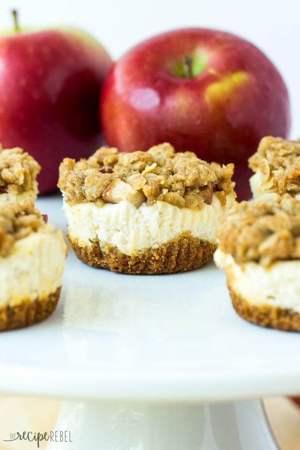 Mini Apple Crisp Cheesecakes | TheBestDessertRecipes.com