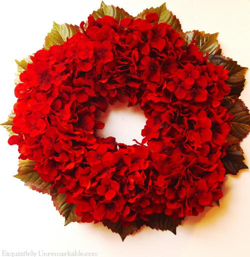Red Hydrangea Christmas Wreath