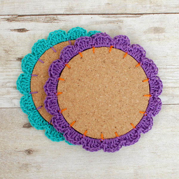 Flower Cork and Crochet Coasters