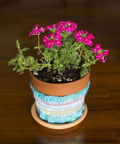Striped Flower Pot Cozy Crochet Pattern
