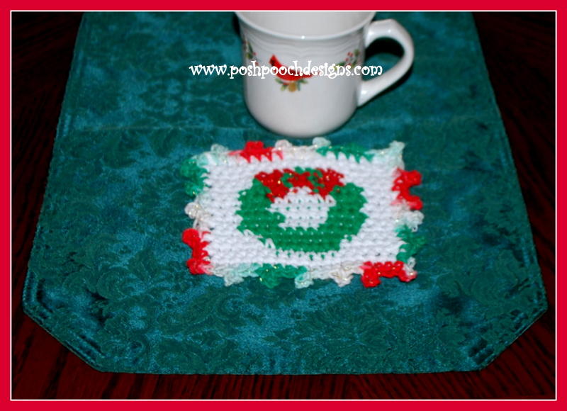 Christmas Wreath Graph Coaster AllFreeCrochet