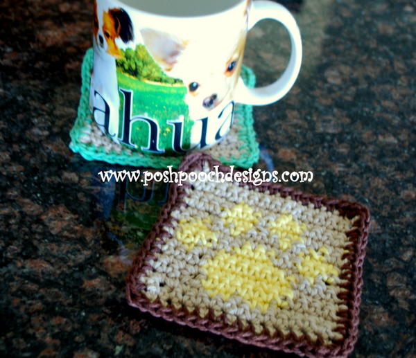 Paw Print Crochet Coaster