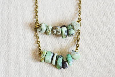 Double Row Turquoise Stone Nugget Necklace