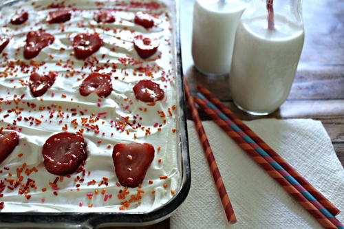 Sweet And Light Strawberry Poke Cake
