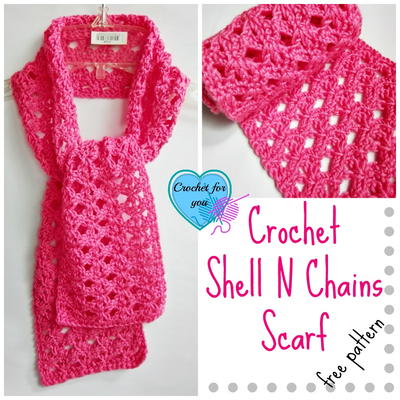 Crochet Shell N Chains Scarf