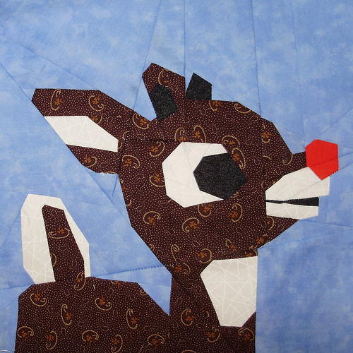 Paper Pieced Rudolph Block