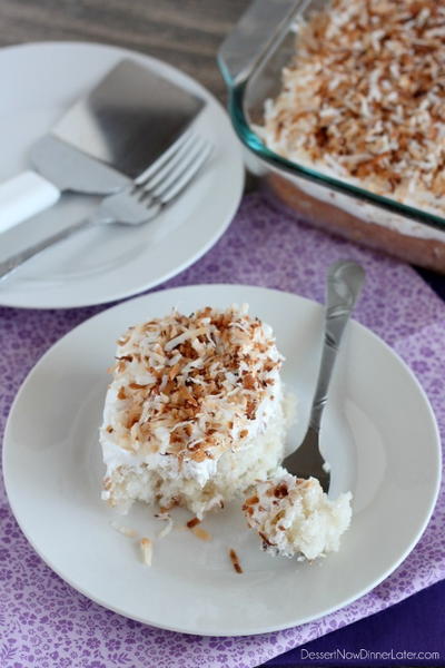 Toasted Coconut Cream Poke Cake