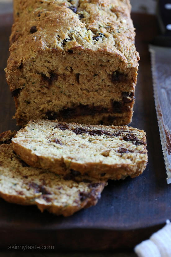 Skinny Chocolate Chip Zucchini Bread | FaveHealthyRecipes.com