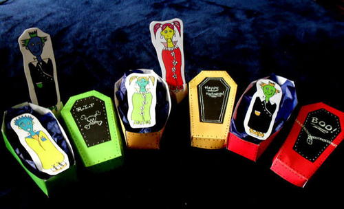 Printable Halloween Zombies and Coffins