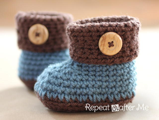 Crochet Cuffed Baby Booties Pattern