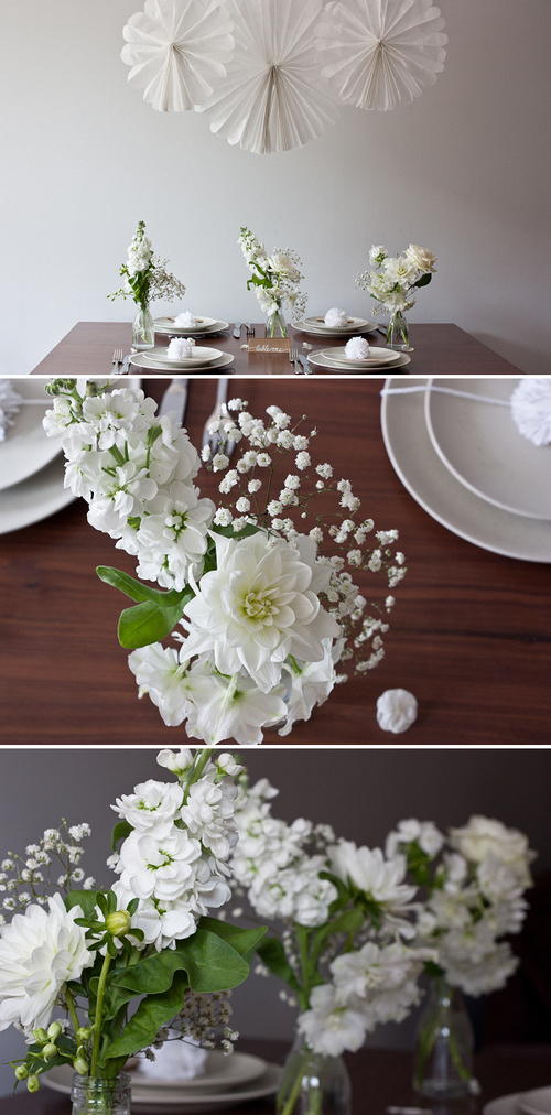 DIY White Wedding Flower Arrangements