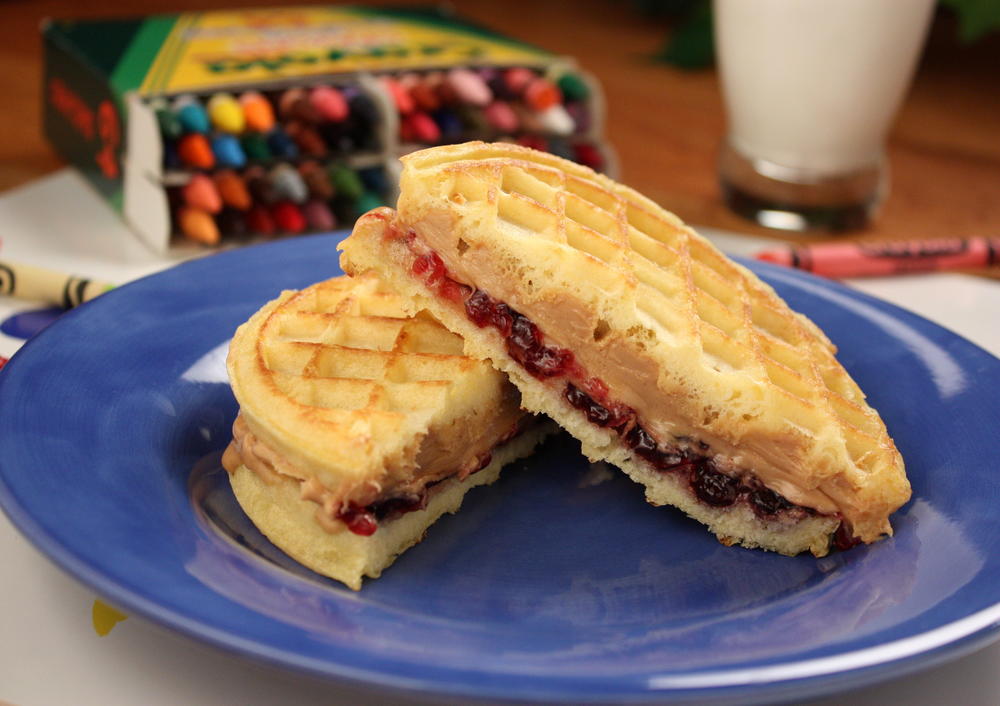 PB&J Waffle Sandwiches | MrFood.com