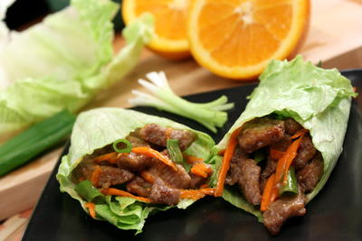 Orange Beef Lettuce Wraps
