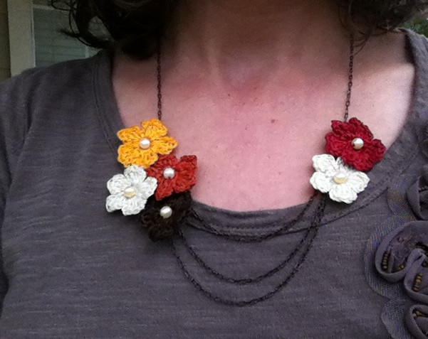 Fall Flowers Crochet Necklace