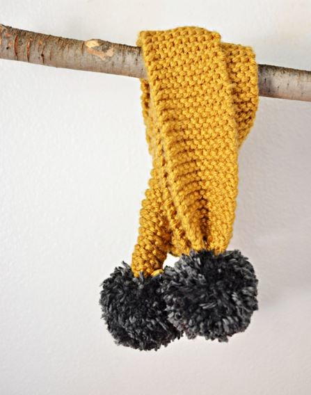 Knitted Pom Pom Scarf