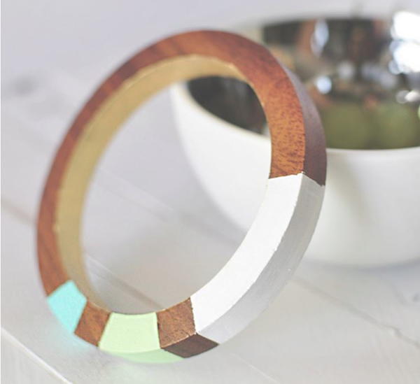 Color Block Wood Bangles