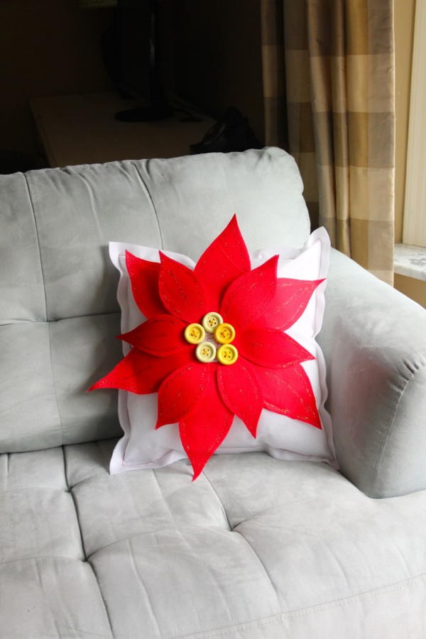 Bold Red Poinsettia Pillow