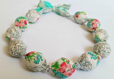 Wrapped-Bead Fabric Necklace