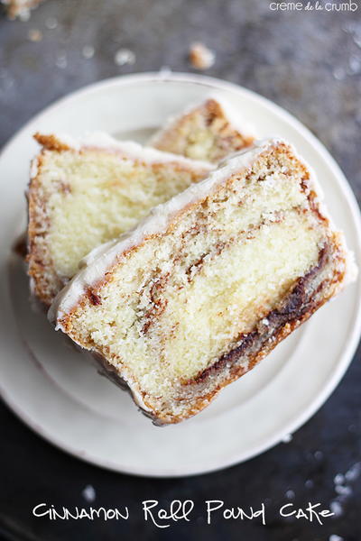 Cinnamon Roll Pound Cake with Vanilla Icing