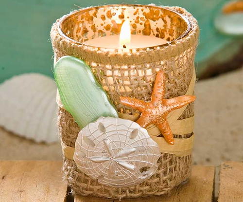 DIY Beach Wedding Burlap Candles