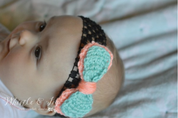 Double Bow Crochet Headband
