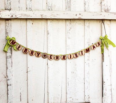 Merry Christmas Wood Slice Garland