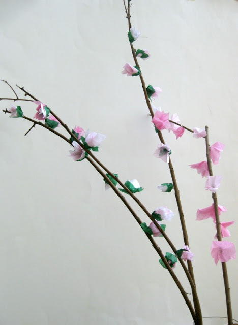 Delicate Tissue Paper Cherry Blossoms