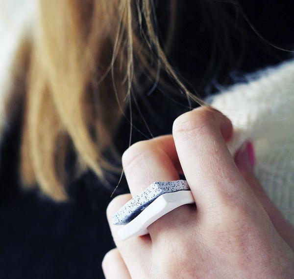 Squared Granite Stone Ring