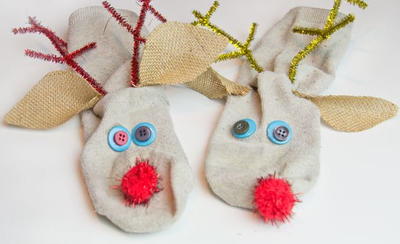 Reindeer No-Sew Sock Puppets