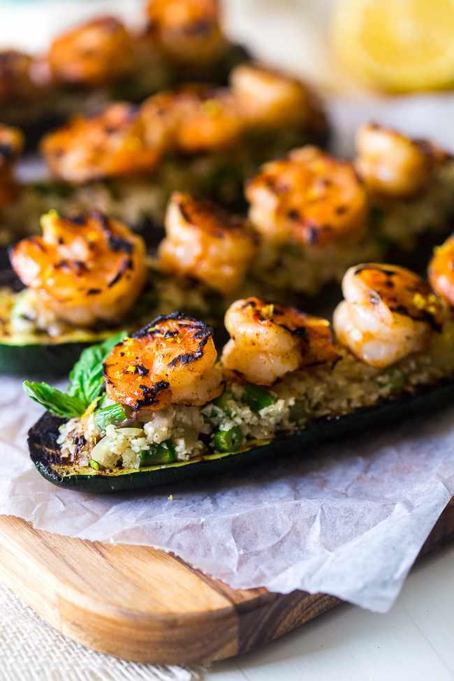 Cauliflower Shrimp Zucchini Boats  FaveHealthyRecipes.com