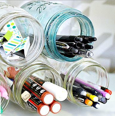 Mason Jar Desk Organizer