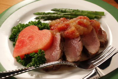 Roast Pork with Watermelon Compote