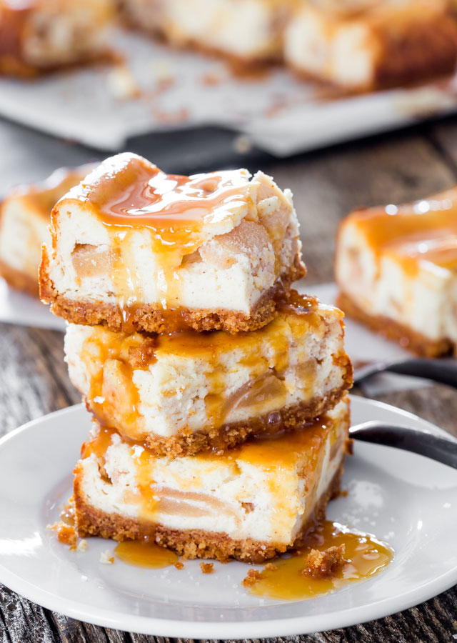 Apple Pie Caramel Cheesecake Bars | FaveSouthernRecipes.com