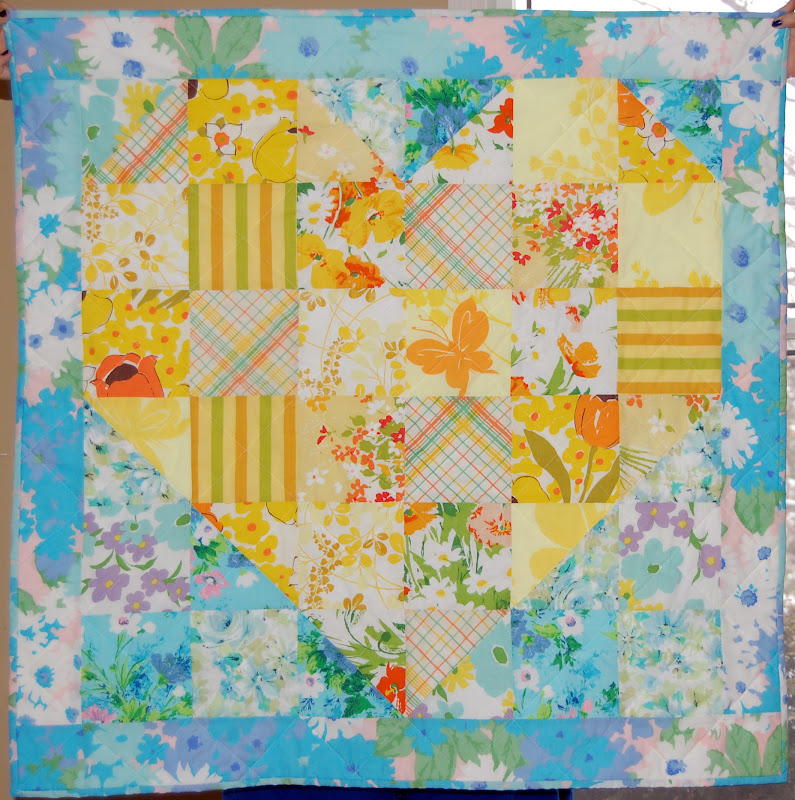 Sweet Vintage Heart Baby Quilt | FaveQuilts.com