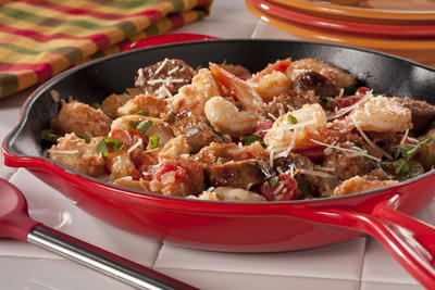 Sausage & Shrimp Panzanella Skillet