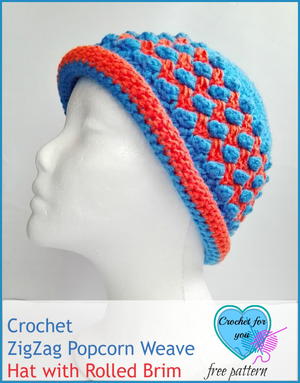 Zig Zag Popcorn Weave Crochet Hat Pattern