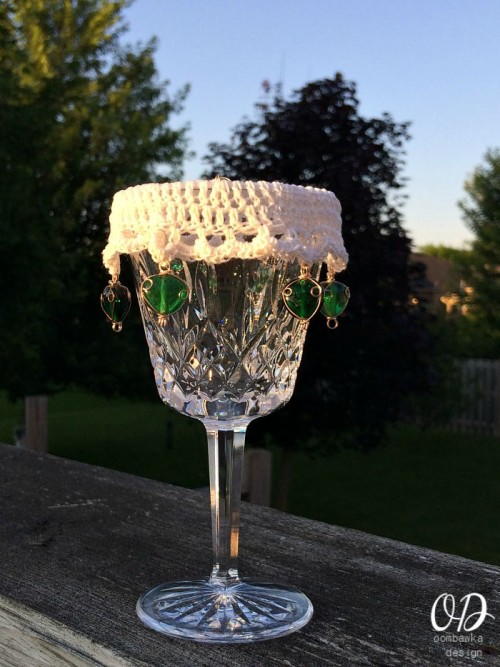 Lacy Beaded Wine Glass Cover