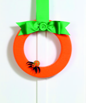 Felt-Wrapped Pumpkin Wreath