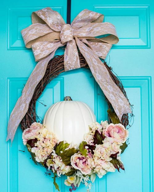 Fall Floral Pumpkin Wreath