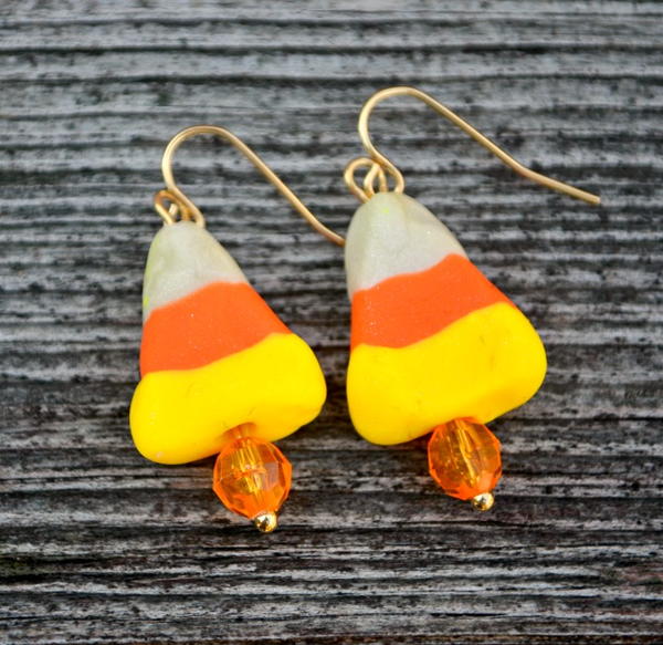 Candy Corn Polymer Clay Earrings_1